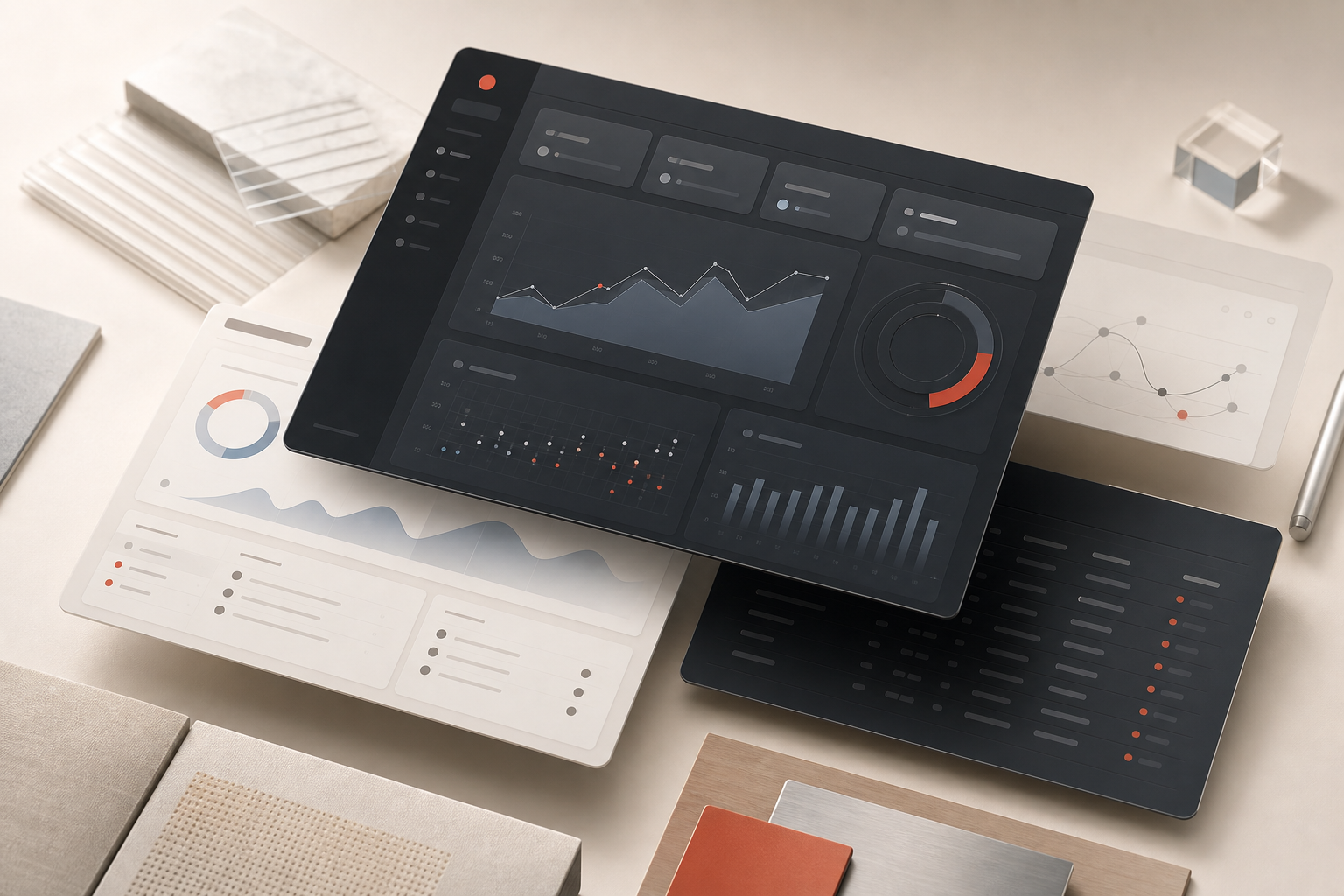 Abstract SaaS dashboard interface portfolio cover